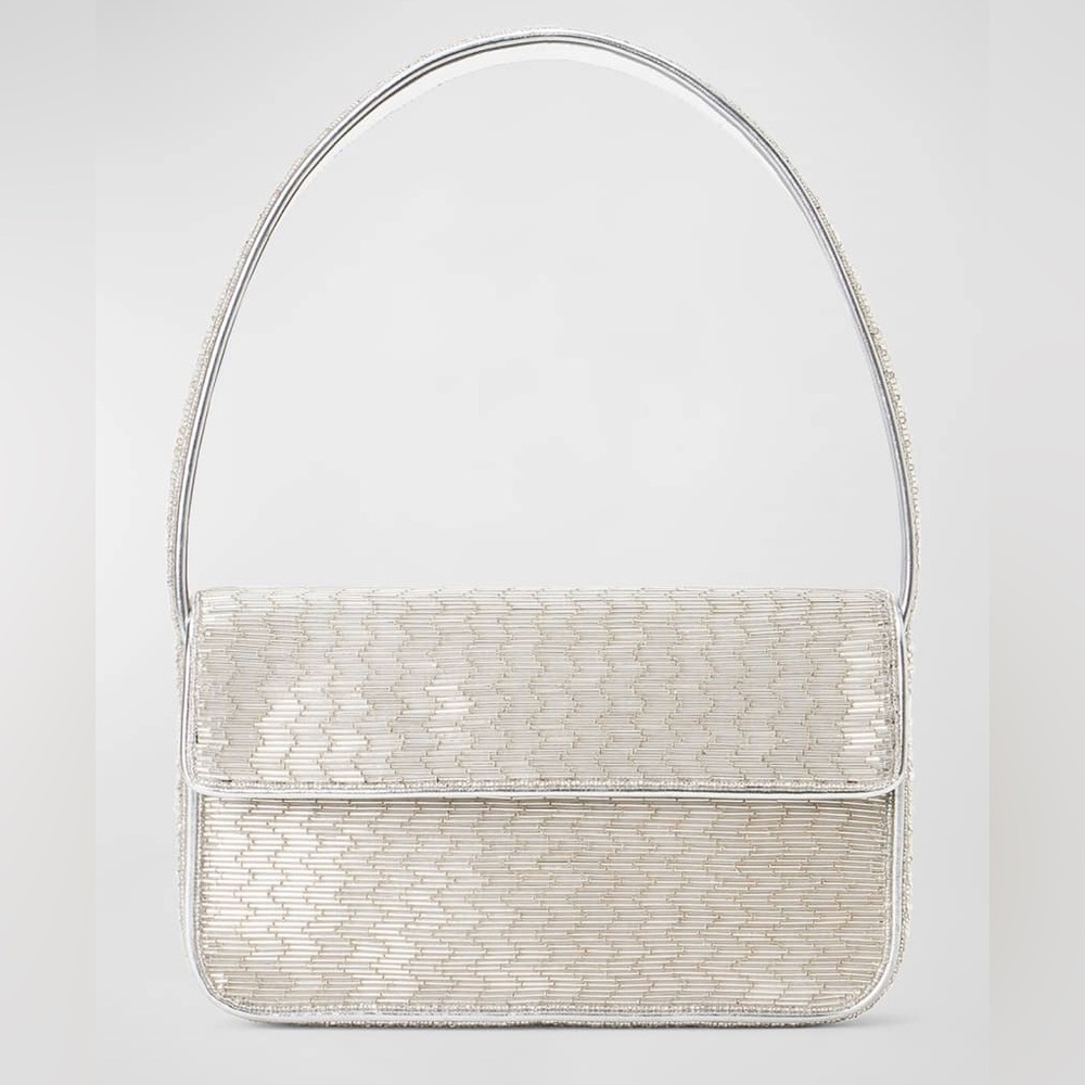 BRAND NEW Staud Tommy Silver Beaded Bag